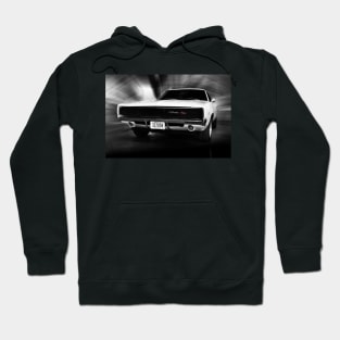 1968 Dodge Charger R/T, Black and White Hoodie